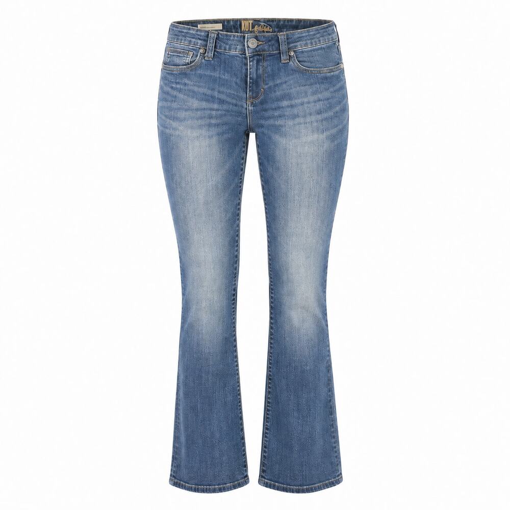KUT from the Kloth Farrah Baby Bootcut Jeans Womens 10 Stretch Fade Whiskers